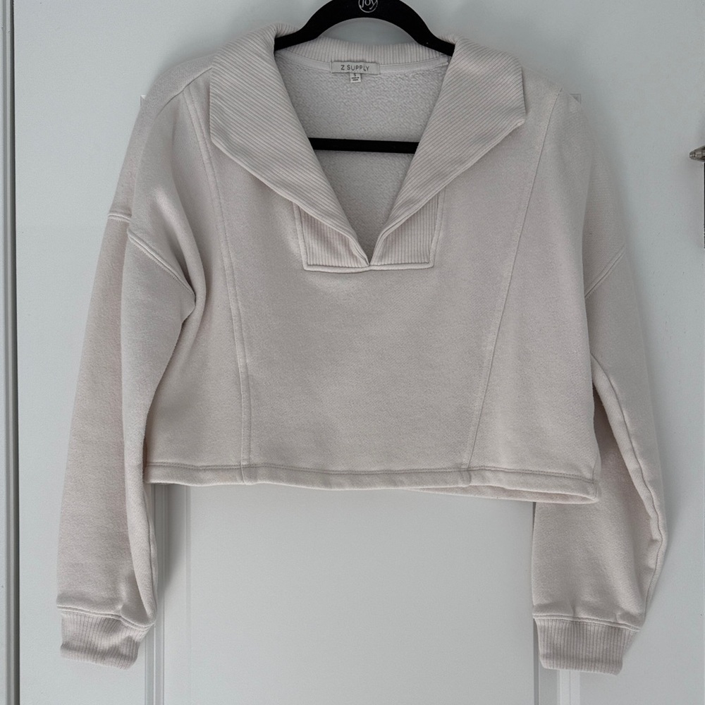 Z Supply Off-White Cropped Pullover